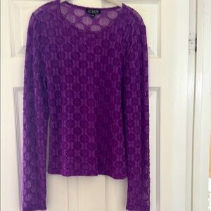 J. Crew Purple Long Sleeve Blouse with Crew Neckline